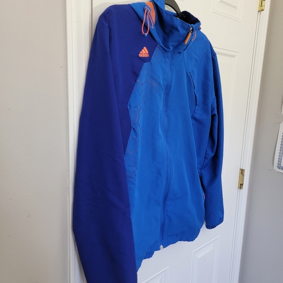 ADIDAS Predator Climacool Jacket Windbreaker Hooded Blue Orange Mens Small - Picture 2 of 15
